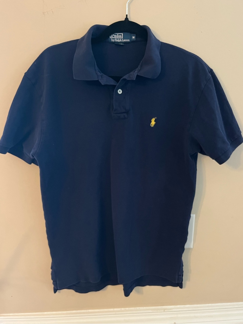 Ralph Lauren Navy Polo Shirt with Yellow Pony Logo